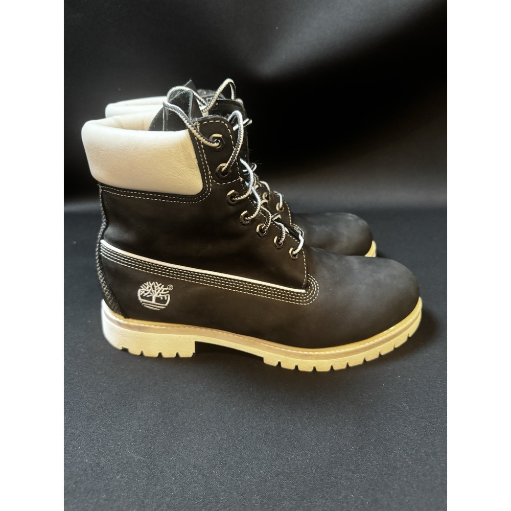 Timberland 6 Inch Premium Waterproof Boots Black White Mens 9.5 USA 28025 - Picture 3 of 16